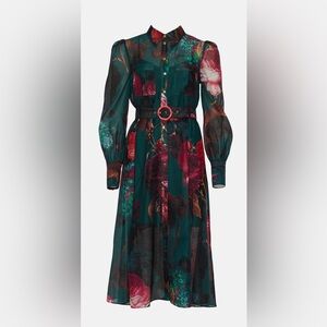 Gorgeous Karen Millen Midi Floral Green Dress